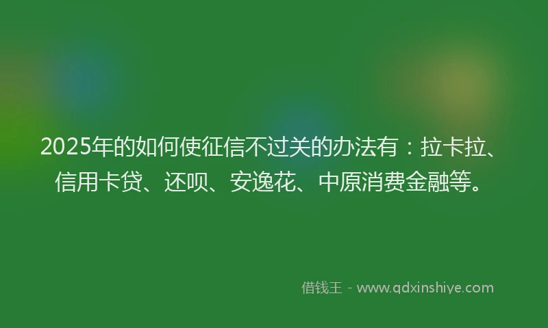2025年的如何使征信不过关的办法有：拉卡拉、信用卡贷、还呗、安逸花、中原消费金融等。