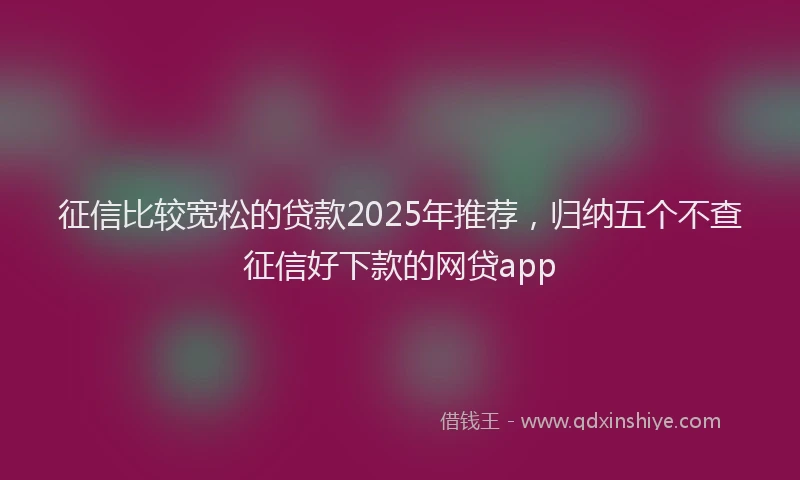 征信比较宽松的贷款2025年推荐，归纳五个不查征信好下款的网贷app