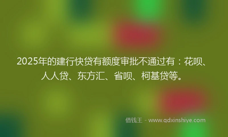 2025年的建行快贷有额度审批不通过有：花呗、人人贷、东方汇、省呗、柯基贷等。