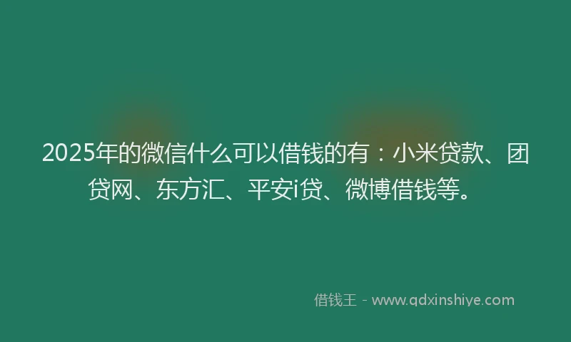 2025年的微信什么可以借钱的有：小米贷款、团贷网、东方汇、平安i贷、微博借钱等。