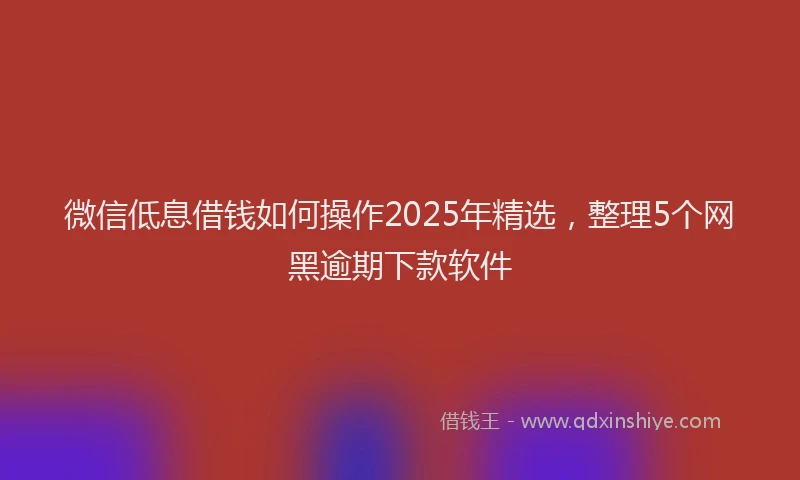 微信低息借钱如何操作2025年精选，整理5个网黑逾期下款软件
