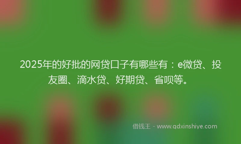 2025年的好批的网贷口子有哪些有：e微贷、投友圈、滴水贷、好期贷、省呗等。