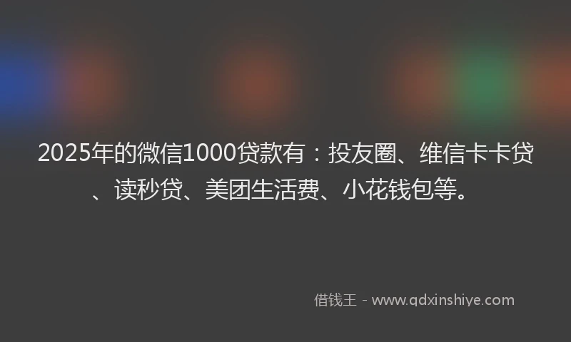 2025年的微信1000贷款有：投友圈、维信卡卡贷、读秒贷、美团生活费、小花钱包等。