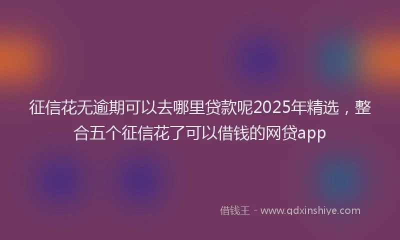 征信花无逾期可以去哪里贷款呢2025年精选，整合五个征信花了可以借钱的网贷app