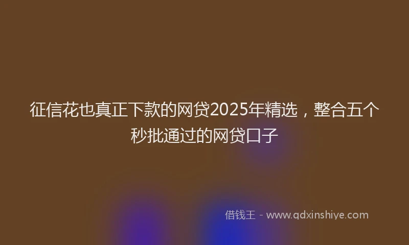 征信花也真正下款的网贷2025年精选，整合五个秒批通过的网贷口子