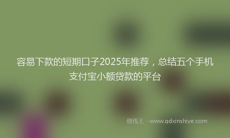 容易下款的短期口子2025年推荐，总结五个手机支付宝小额贷款的平台