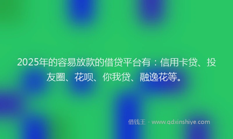 2025年的容易放款的借贷平台有：信用卡贷、投友圈、花呗、你我贷、融逸花等。
