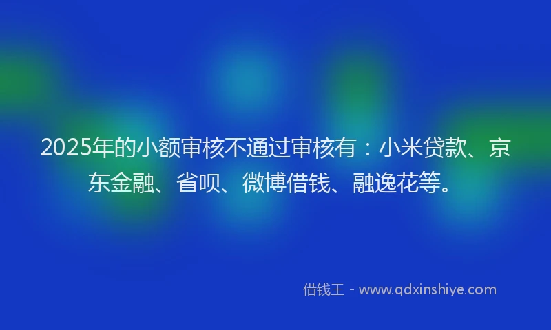 2025年的小额审核不通过审核有：小米贷款、京东金融、省呗、微博借钱、融逸花等。