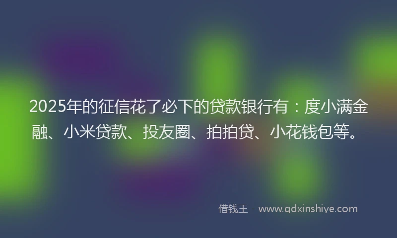 2025年的征信花了必下的贷款银行有：度小满金融、小米贷款、投友圈、拍拍贷、小花钱包等。