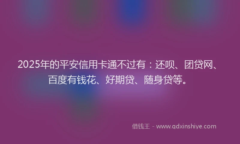 2025年的平安信用卡通不过有：还呗、团贷网、百度有钱花、好期贷、随身贷等。