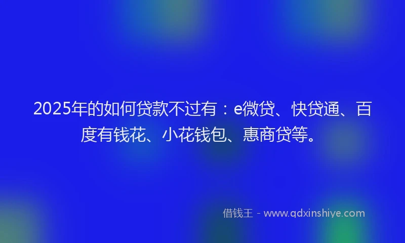 2025年的如何贷款不过有：e微贷、快贷通、百度有钱花、小花钱包、惠商贷等。