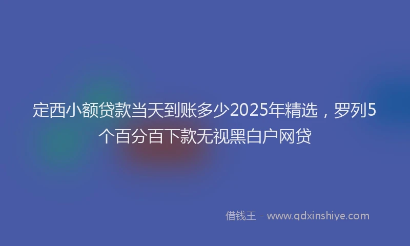 定西小额贷款当天到账多少2025年精选，罗列5个百分百下款无视黑白户网贷