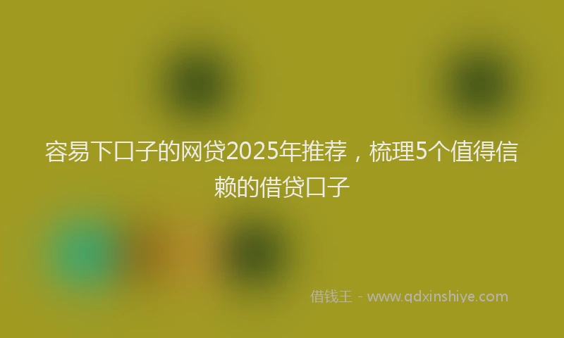 容易下口子的网贷2025年推荐，梳理5个值得信赖的借贷口子