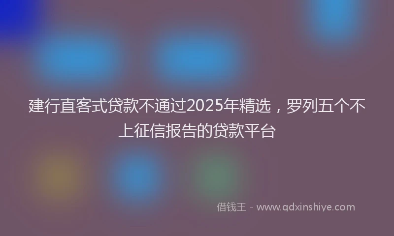 建行直客式贷款不通过2025年精选，罗列五个不上征信报告的贷款平台
