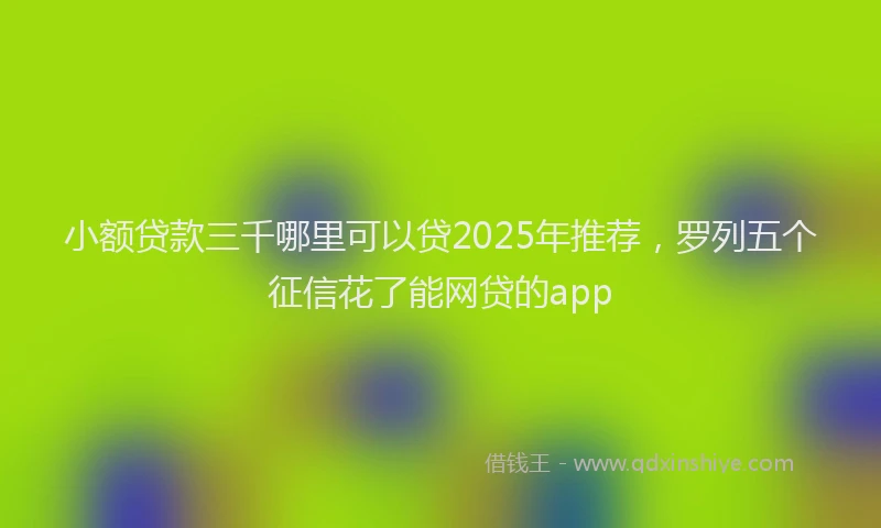 小额贷款三千哪里可以贷2025年推荐，罗列五个征信花了能网贷的app