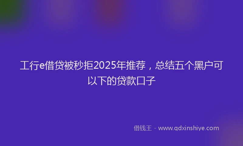 工行e借贷被秒拒2025年推荐，总结五个黑户可以下的贷款口子