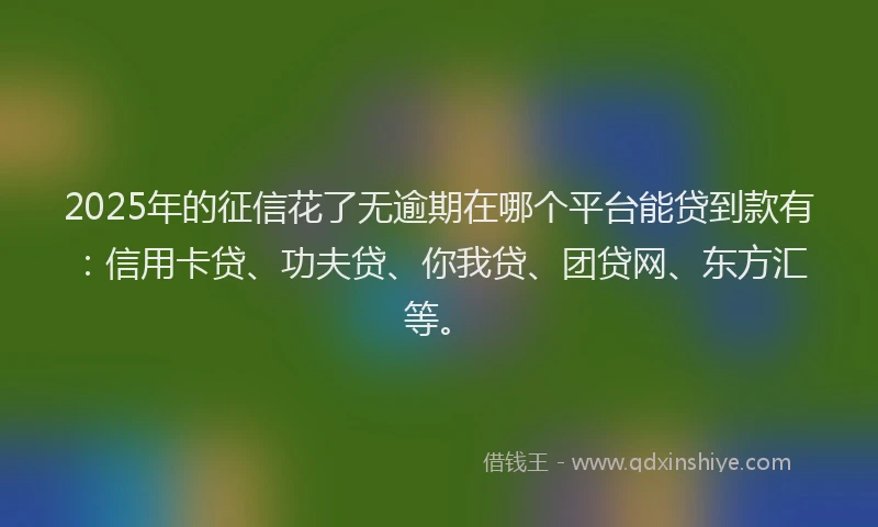 2025年的征信花了无逾期在哪个平台能贷到款有：信用卡贷、功夫贷、你我贷、团贷网、东方汇等。