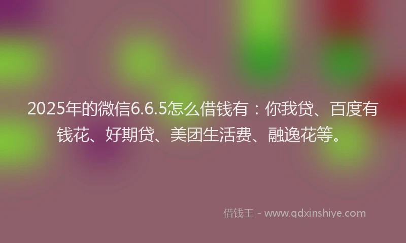 2025年的微信6.6.5怎么借钱有：你我贷、百度有钱花、好期贷、美团生活费、融逸花等。