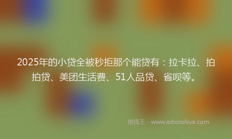 2025年的小贷全被秒拒那个能贷有：拉卡拉、拍拍贷、美团生活费、51人品贷、省呗等。