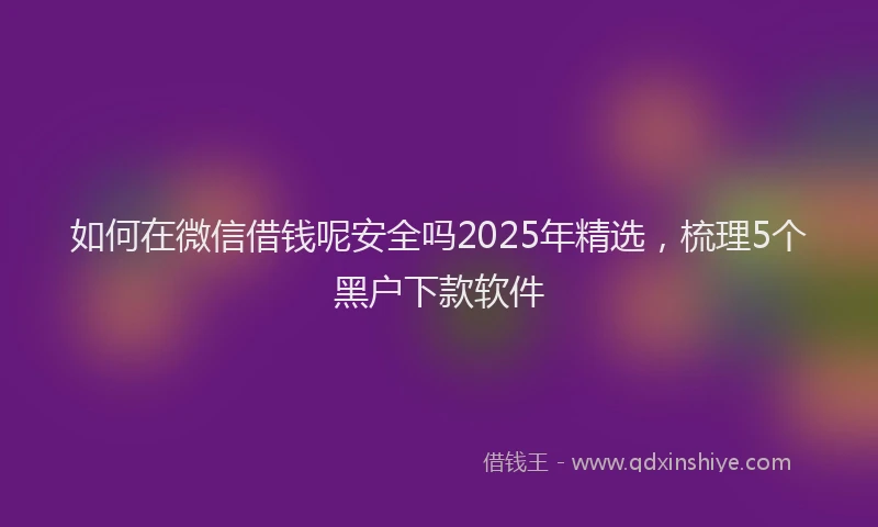 如何在微信借钱呢安全吗2025年精选，梳理5个黑户下款软件