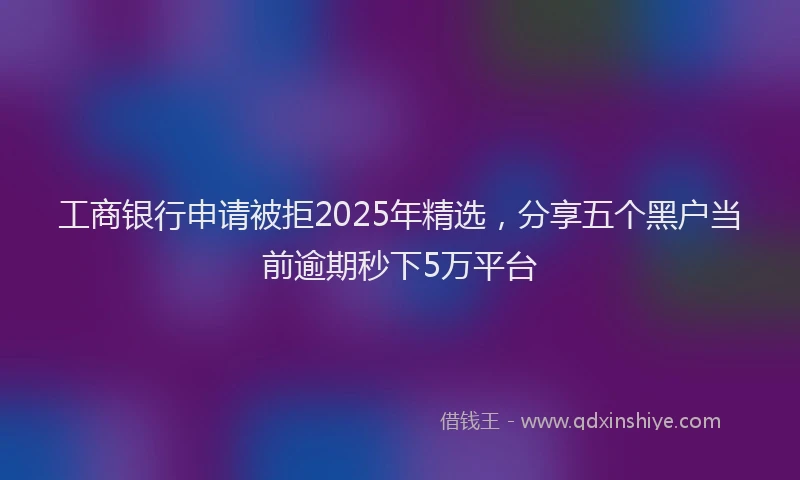 工商银行申请被拒2025年精选，分享五个黑户当前逾期秒下5万平台