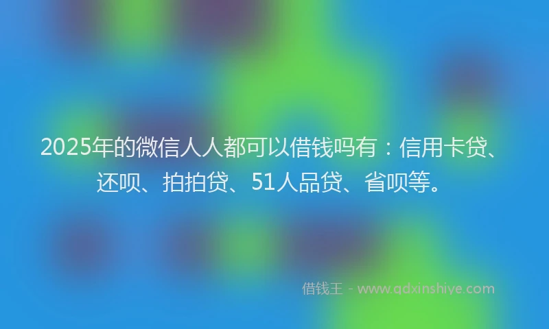 2025年的微信人人都可以借钱吗有：信用卡贷、还呗、拍拍贷、51人品贷、省呗等。