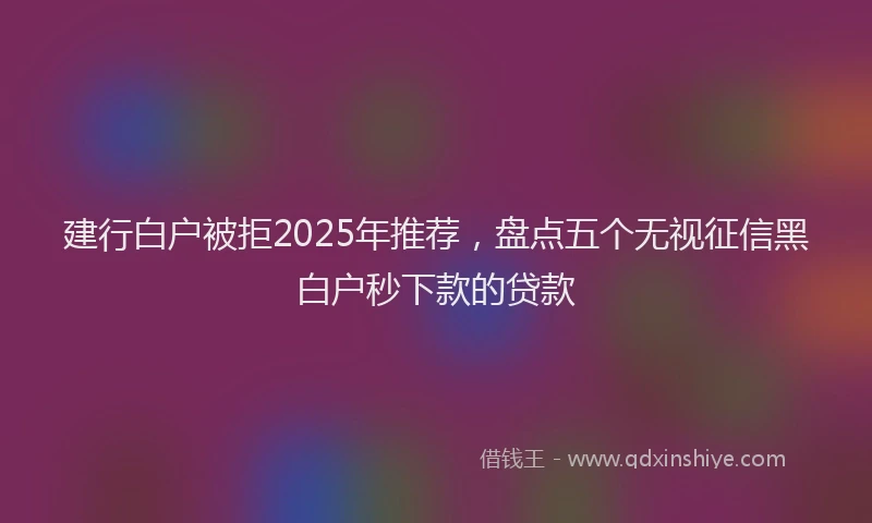 建行白户被拒2025年推荐，盘点五个无视征信黑白户秒下款的贷款