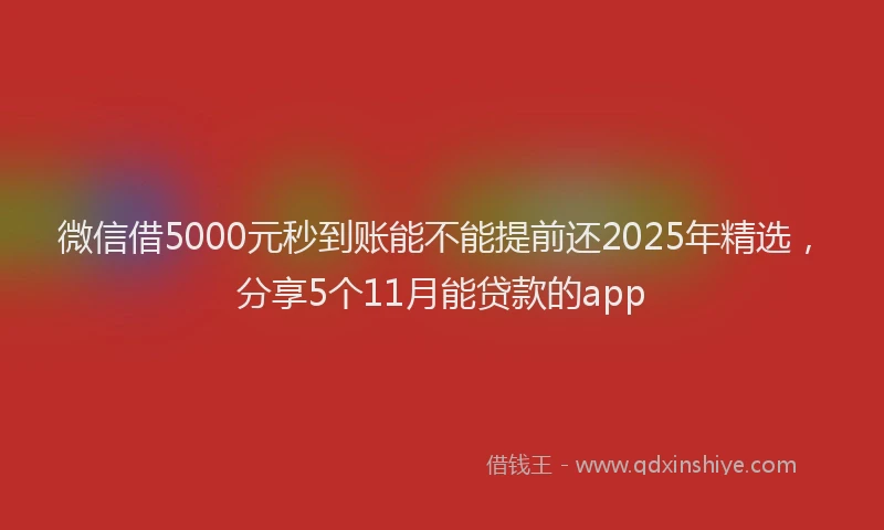微信借5000元秒到账能不能提前还2025年精选，分享5个11月能贷款的app