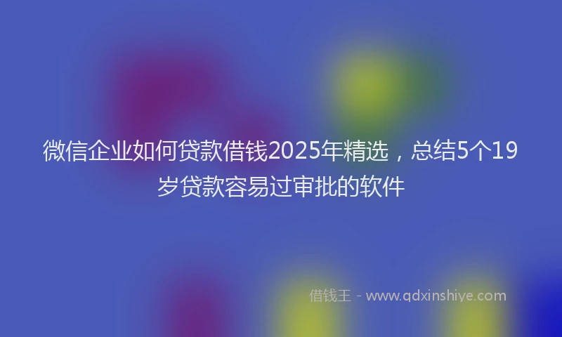 微信企业如何贷款借钱2025年精选，总结5个19岁贷款容易过审批的软件