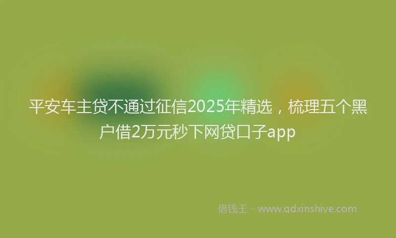平安车主贷不通过征信2025年精选，梳理五个黑户借2万元秒下网贷口子app