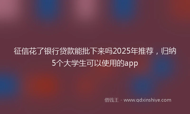 征信花了银行贷款能批下来吗2025年推荐，归纳5个大学生可以使用的app