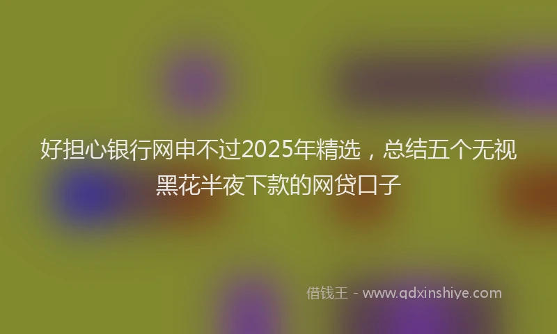 好担心银行网申不过2025年精选，总结五个无视黑花半夜下款的网贷口子