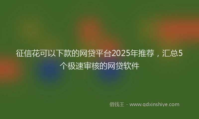 征信花可以下款的网贷平台2025年推荐，汇总5个极速审核的网贷软件