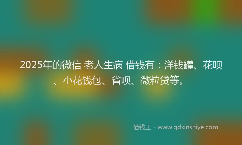 2025年的微信 老人生病 借钱有：洋钱罐、花呗、小花钱包、省呗、微粒贷等。