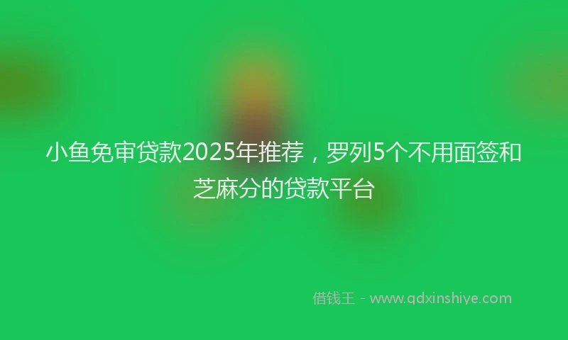 小鱼免审贷款2025年推荐，罗列5个不用面签和芝麻分的贷款平台