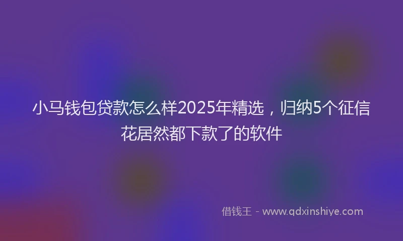 小马钱包贷款怎么样2025年精选，归纳5个征信花居然都下款了的软件