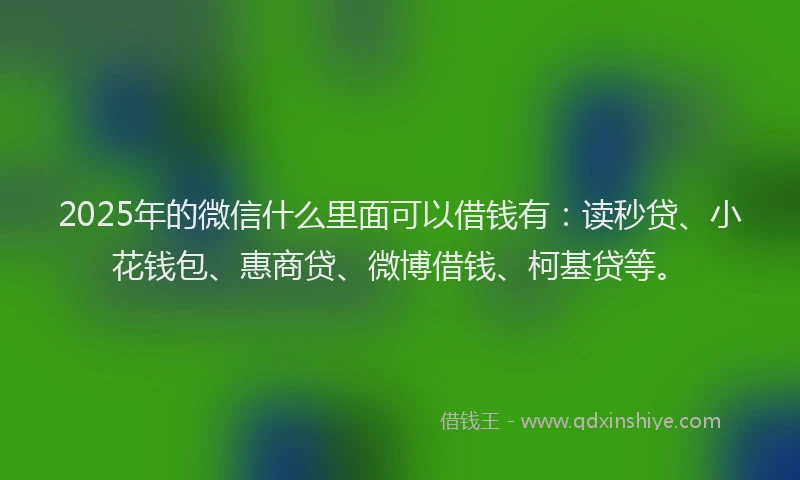 2025年的微信什么里面可以借钱有：读秒贷、小花钱包、惠商贷、微博借钱、柯基贷等。