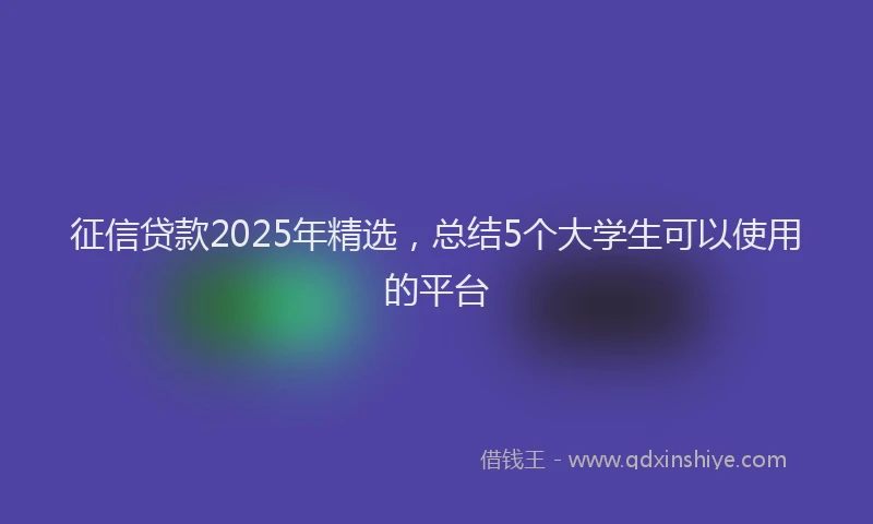 征信贷款2025年精选，总结5个大学生可以使用的平台