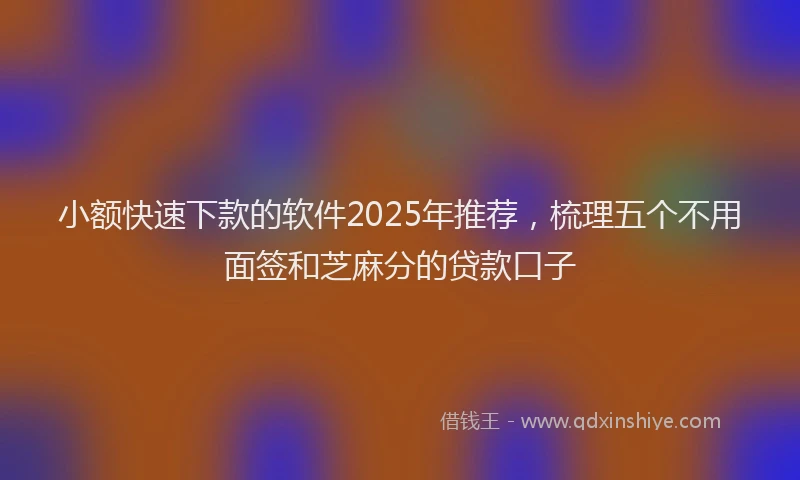 小额快速下款的软件2025年推荐，梳理五个不用面签和芝麻分的贷款口子