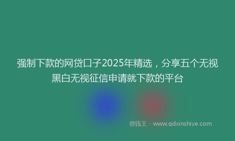 强制下款的网贷口子2025年精选，分享五个无视黑白无视征信申请就下款的平台