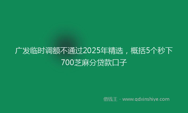 广发临时调额不通过2025年精选，概括5个秒下700芝麻分贷款口子