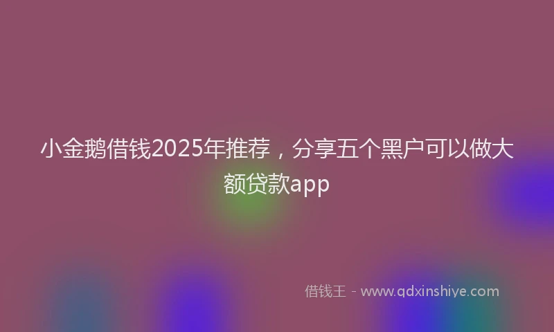 小金鹅借钱2025年推荐，分享五个黑户可以做大额贷款app
