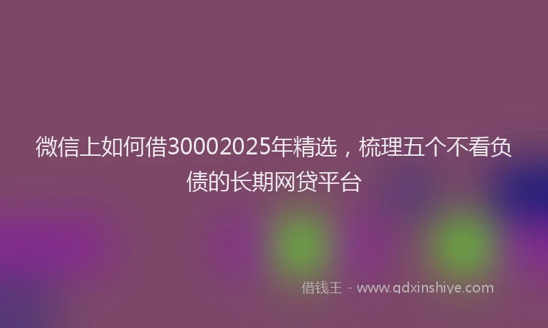 微信上如何借30002025年精选，梳理五个不看负债的长期网贷平台