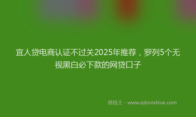 宜人贷电商认证不过关2025年推荐，罗列5个无视黑白必下款的网贷口子