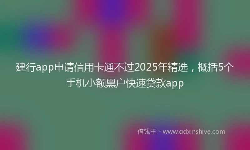 建行app申请信用卡通不过2025年精选，概括5个手机小额黑户快速贷款app