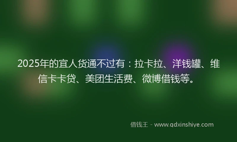 2025年的宜人货通不过有：拉卡拉、洋钱罐、维信卡卡贷、美团生活费、微博借钱等。