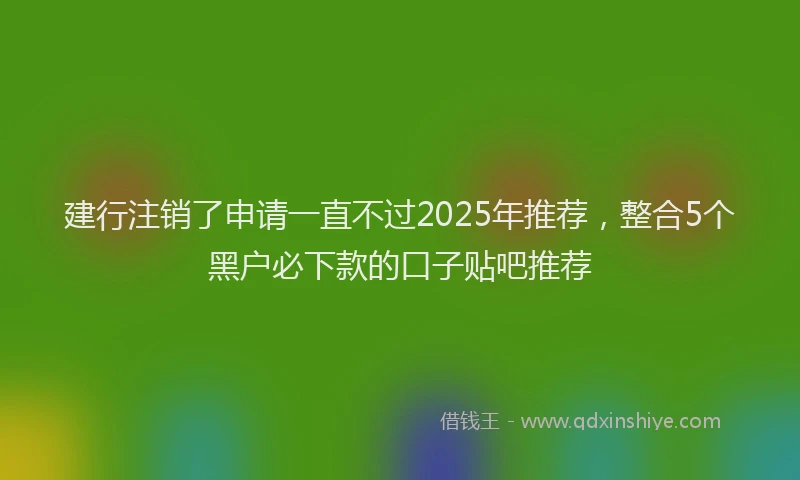 建行注销了申请一直不过2025年推荐，整合5个黑户必下款的口子贴吧推荐