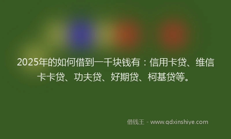 2025年的如何借到一千块钱有：信用卡贷、维信卡卡贷、功夫贷、好期贷、柯基贷等。