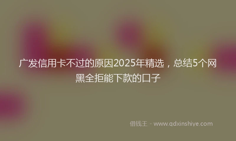 广发信用卡不过的原因2025年精选，总结5个网黑全拒能下款的口子