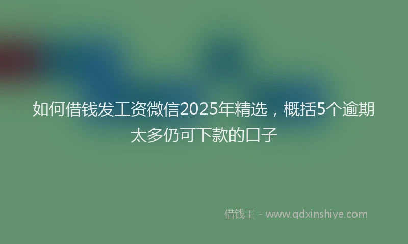 如何借钱发工资微信2025年精选，概括5个逾期太多仍可下款的口子